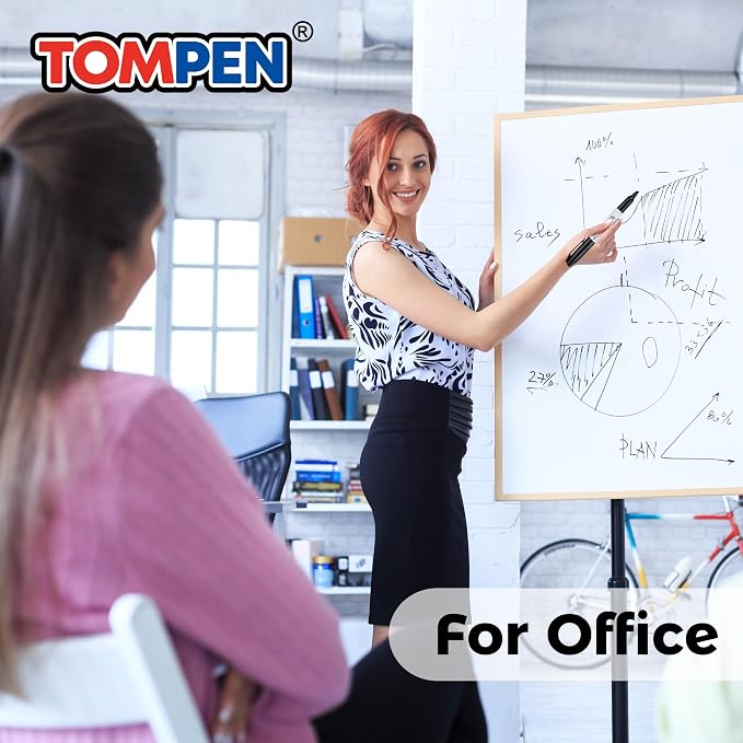 TOMPEN Dry Erase Markers Black, 160 Bulk Pack Chisel Tip, Low Odor Quick-Drying - Image 5