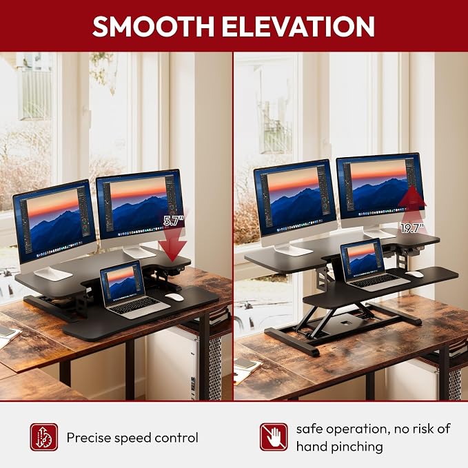 SANODESK 35" Electric Standing Desk Converter, Height Adjustable Riser - Image 4