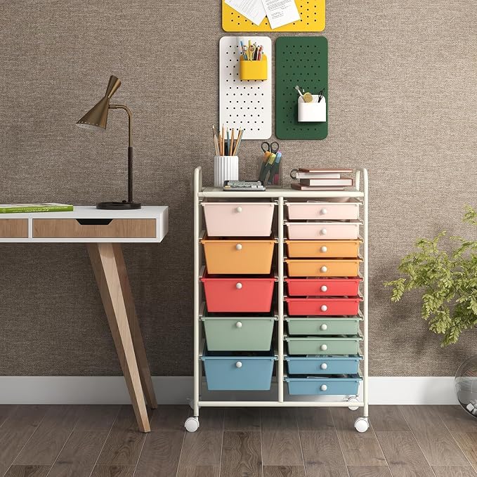 LDAILY 15 Drawer Rolling Storage Cart, Rolling Cart - Image 8
