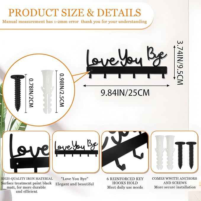 Key Holder for Wall, Key Hooks Organizer Hanger Rack Wall Mounted - Image 2