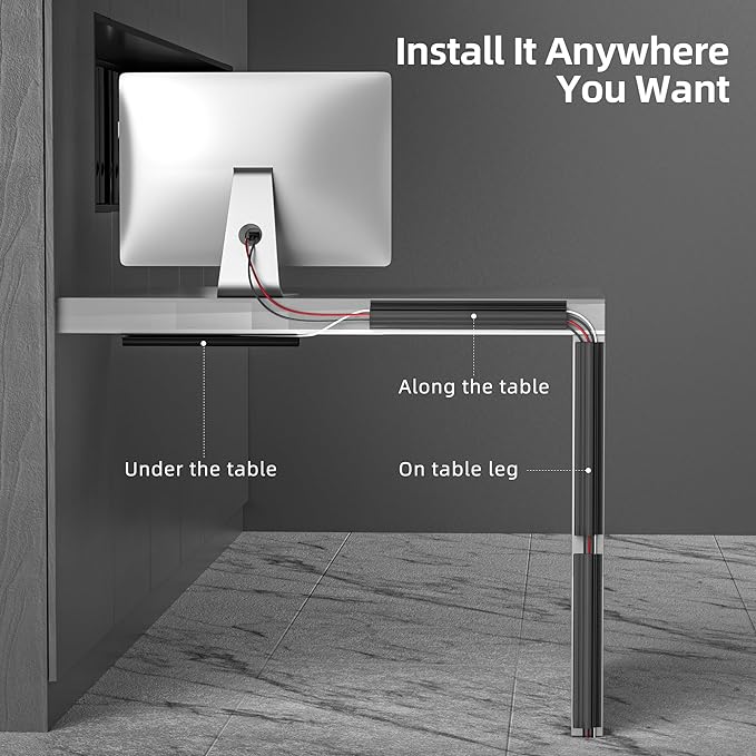 YECAYE 157in Cable Management, Cord Organizer, Easy Install Self-Adhesive Cord - Image 3