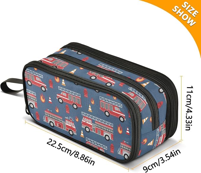 BOENLE Fire Trucks Pencil Case Box Boys Girls Large Pencil Pouch - Image 4