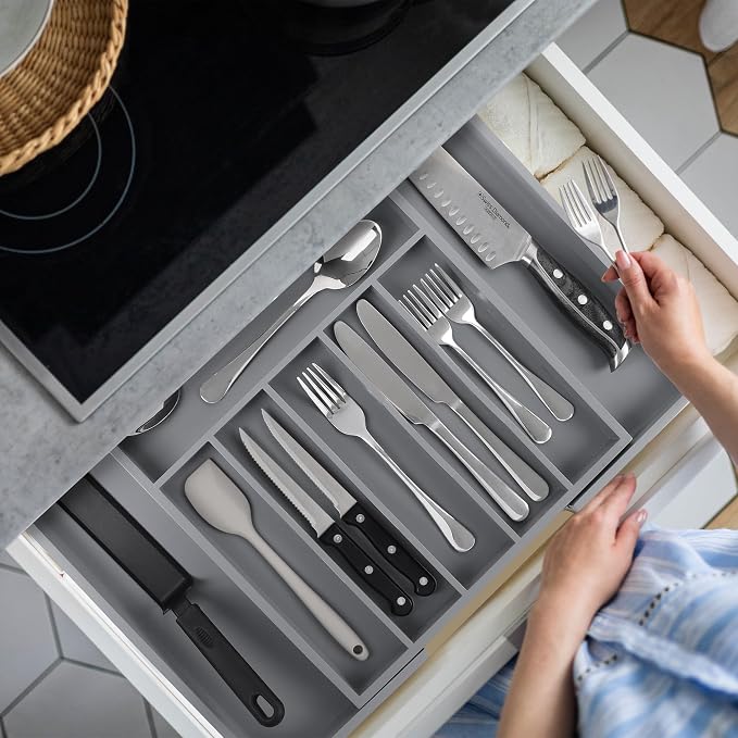 oridom Large Premium Bamboo Silverware Organizer - Image 7