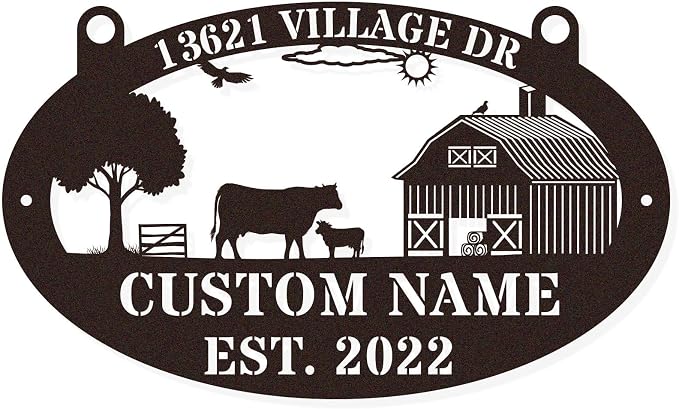 Custom Farmhouse Metal Sign | Personalized Last Name & Established Date Farm by HYTSIGN