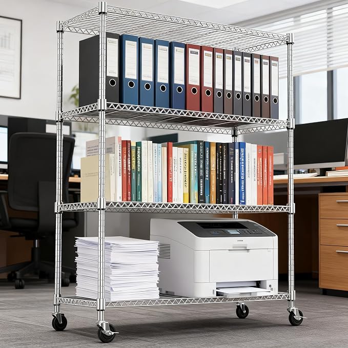 M MZG 4 Tiers Shelf 1400 lbs Steel Storage Shelving Utility Shelving Unit Steel - Image 6