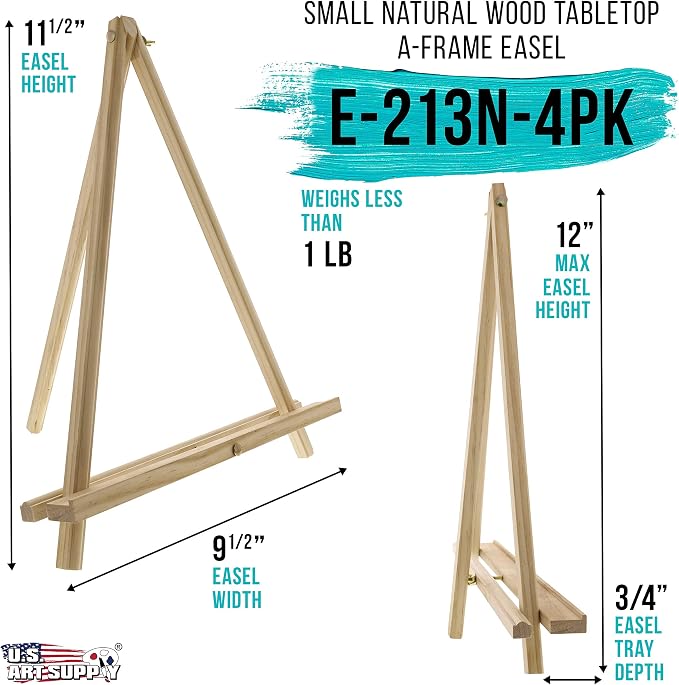 U.S. Art Supply 12" Natural Wood Tabletop Easel - Image 2