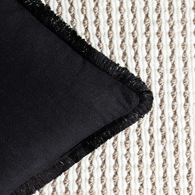 Foindtower Set of 2 Decorative Linen Fringe Lumbar Throw Pillow Covers Boho - Image 3