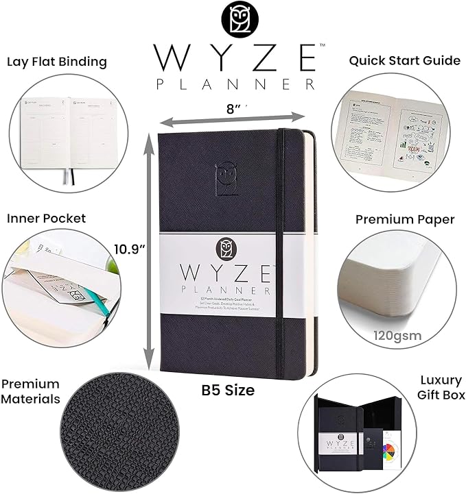 Wyze Planner Undated Daily Planner – 1-Year B5 Productivity Organizer - Image 2