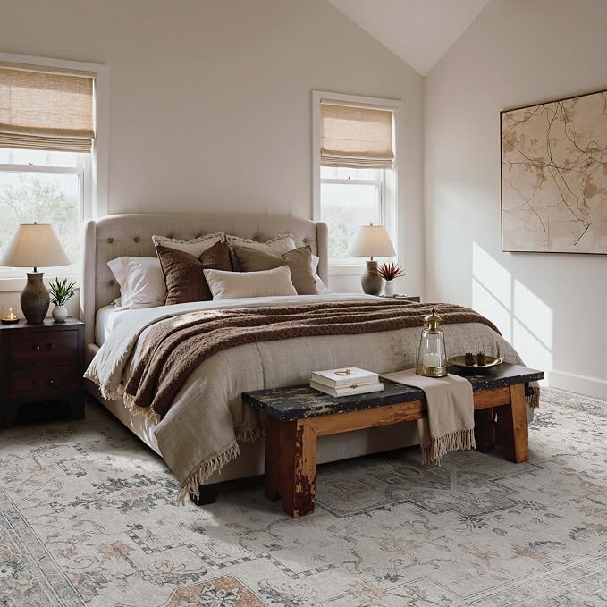 GENIMO 9x12 Area Rugs for Living Room, Non Slip Machine Washable Vintage Rugs - Image 3