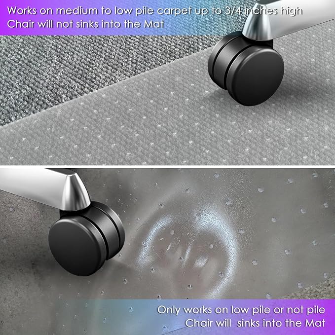 Vicwe Office Chair Mat for Carpet, 2 Pack, Easy Rolling Hard Mat for Office - Image 7