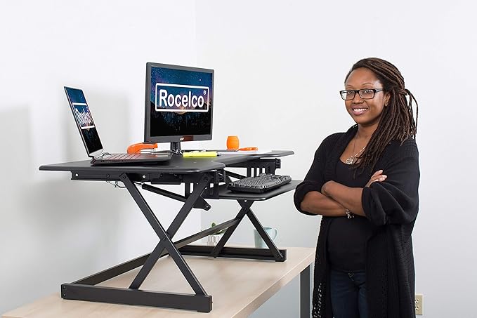 Rocelco 46" Large Height Adjustable Standing Desk Converter - Image 7