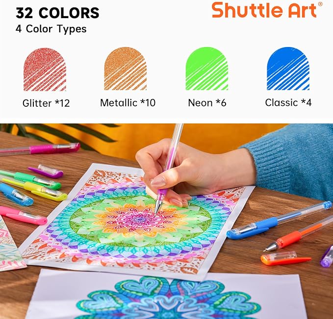 Shuttle Art Gel Pens, 32 Colors Gel Pen Set - Image 2