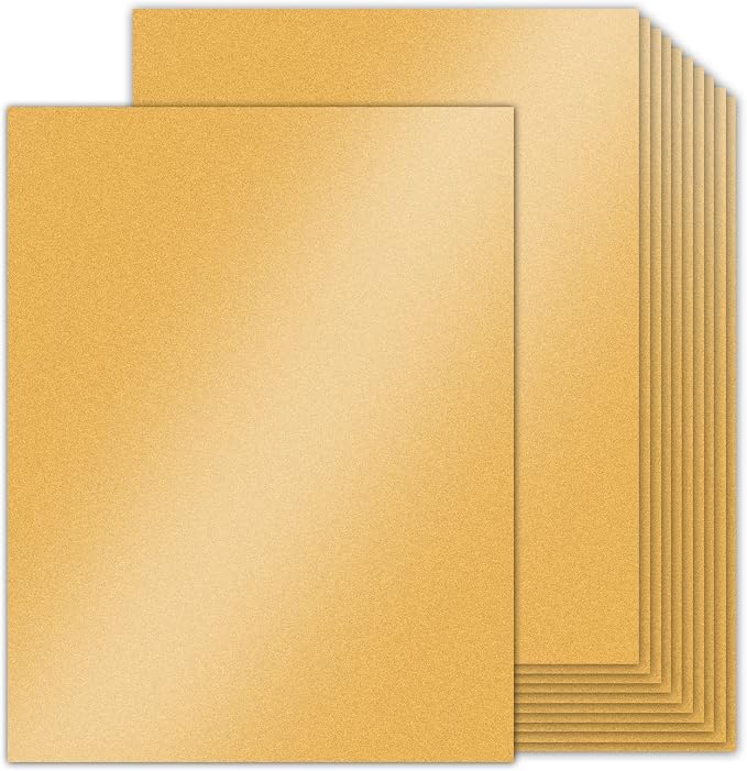 24 Sheets Gold Shimmer Cardstock 8.5 x 11 Metallic Paper, Goefun 80lb Card by Goefun