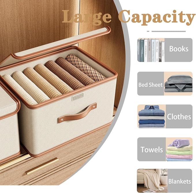 Tuza 2 Pack Storage Bins with Lids, Collapsible Closet Organizer Container - Image 7