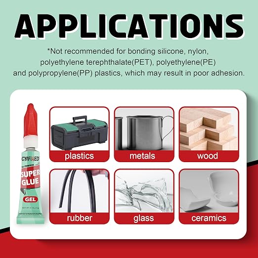 Super Glue Gel Clear for Wood Plastic Metal, Instant Superglue All Purpose - Image 2