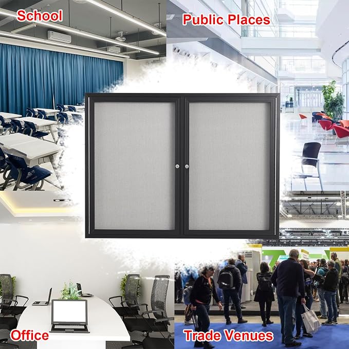 48x36 Inch Lockable Enclosed Bulletin Board, Weather-Resistant Outdoor - Image 6