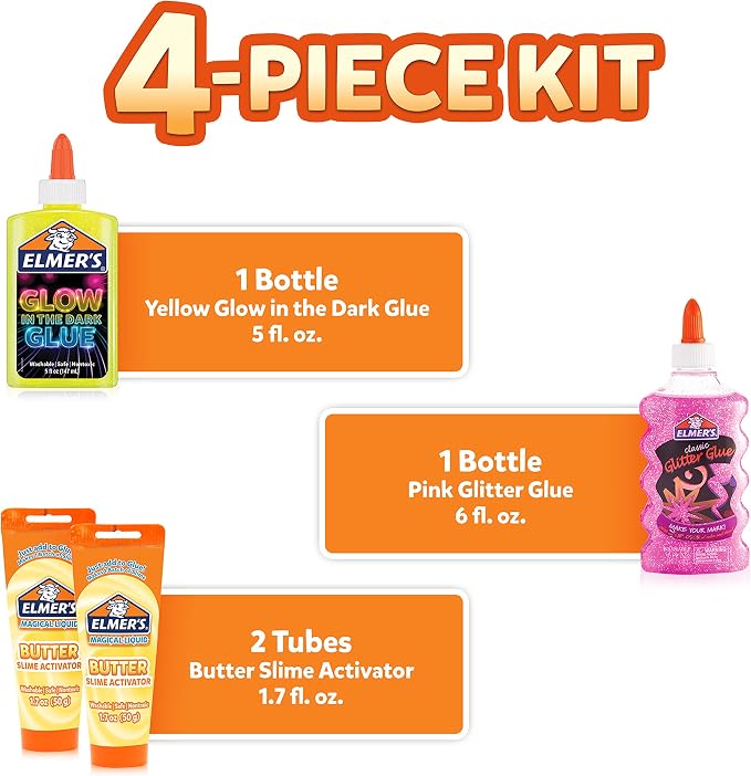 Elmer’s Butter Slime Kit, Includes Glow in the Dark Glue, Glitter Glue - Image 2