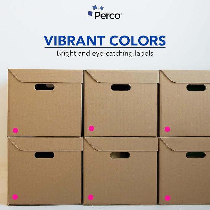 Perco Fluorescent Pink 1-Inch Round Circle Dot Sticker Labels - Image 6