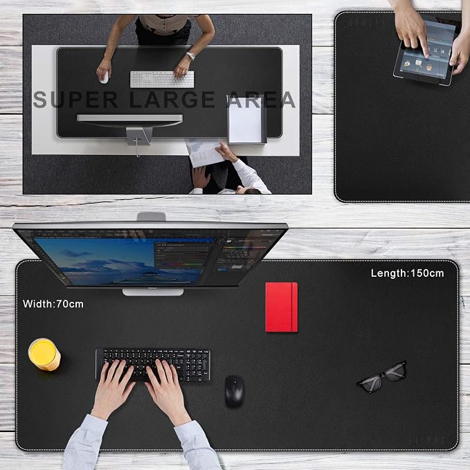 CENNBIE 59" x 27.5" Large Leather Desk Mat, Extended Mega Size Mouse Pad - Image 4