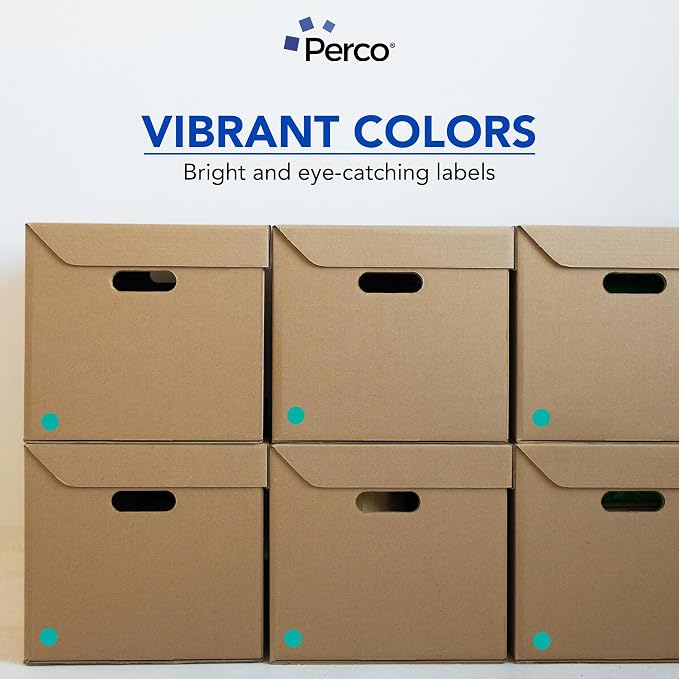 Perco Teal 1-Inch Perforated Circle Dot Sticker Labels — 10 Rolls, 000 Round - Image 6