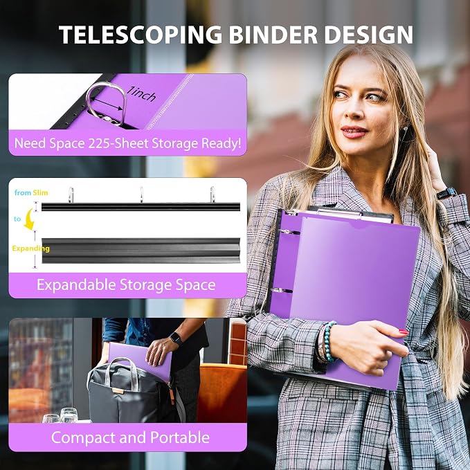 WOT I 1 Inch Telescoping 3 Ring Binder 4 Pack, Expandable Flexible Binder - Image 2