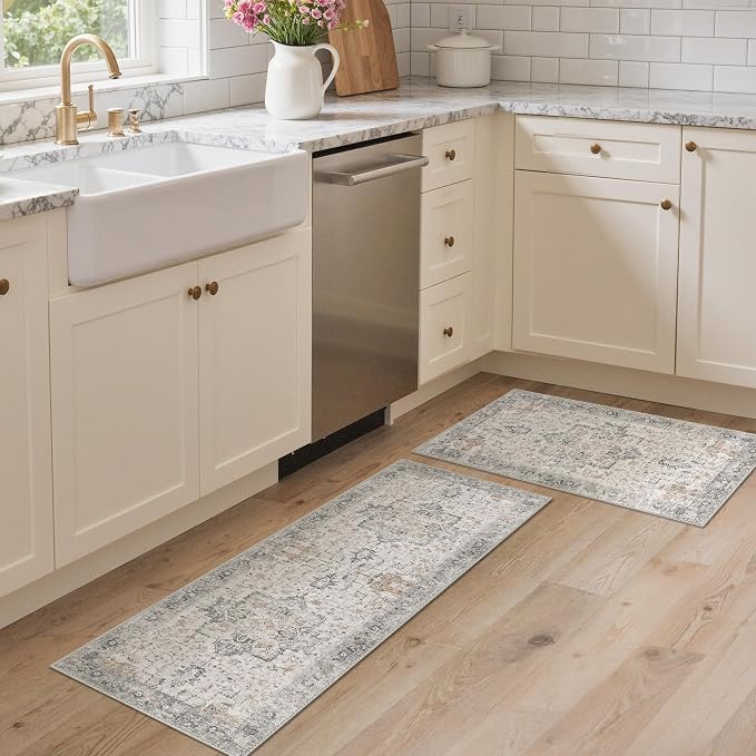 GENIMO Runner Rug 2PCs, Machine Washable Non Slip Vintage Hallway Runner Rug - Image 3
