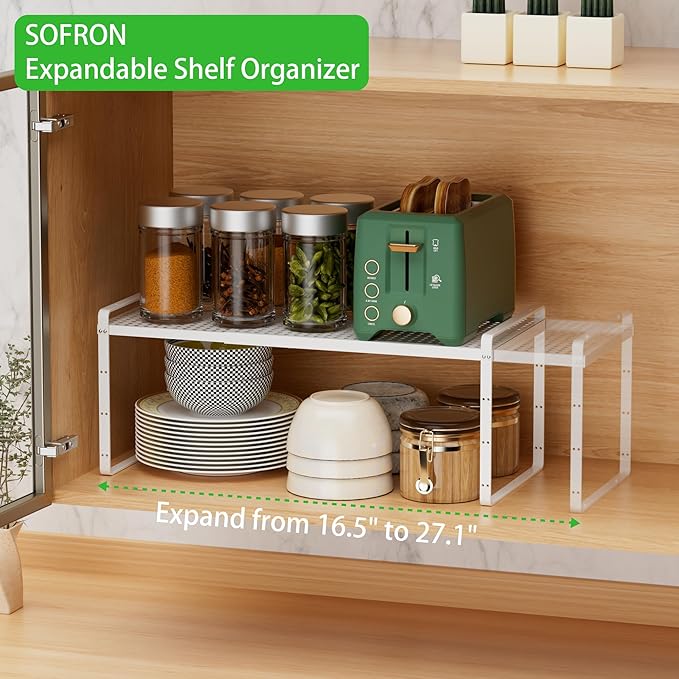 SOFRON Expandable Cabinet Storage Shelf Stackable Organizer Rack - Image 7