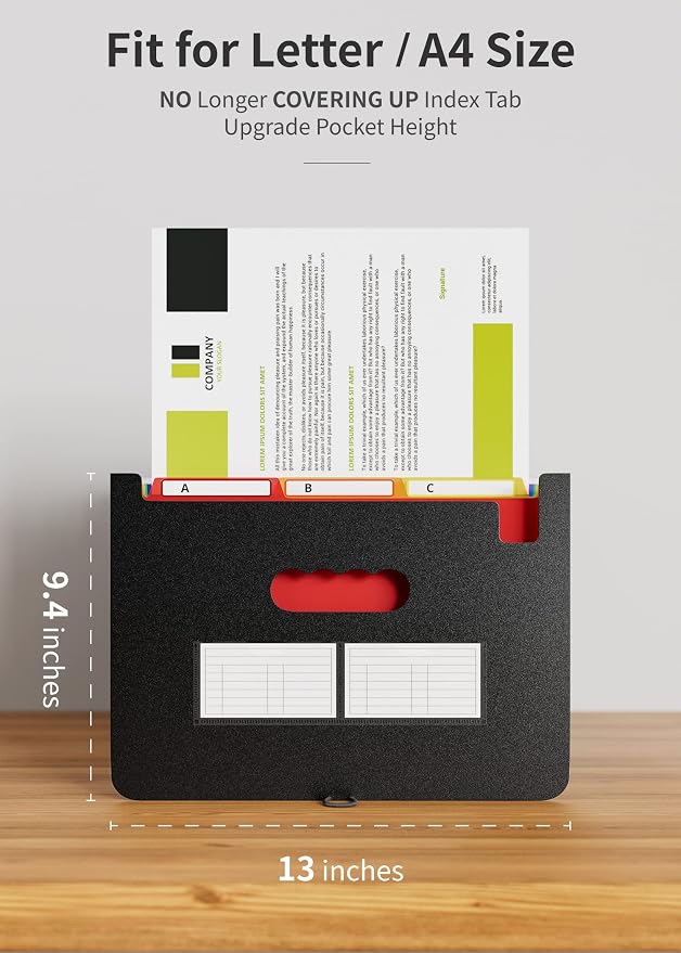 ABC life 26 Pockets Expanding File Folder, Letter A4 Accordion File Organizer - Image 3