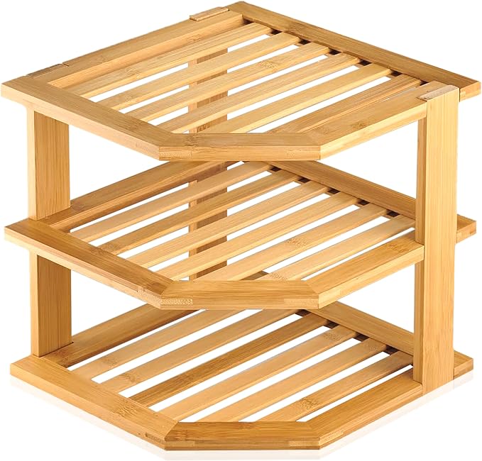 RoyalHouse Bamboo 3-Tier Corner Shelf Organizer - Image 6