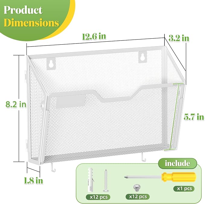 YINGHUA 6 Pack Mesh File Holders Wall Mounted - Image 2