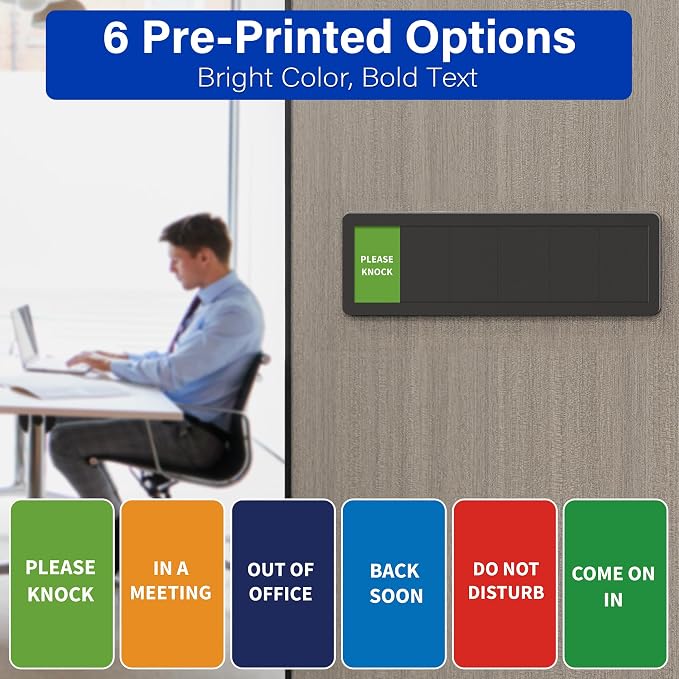 Office Door Signs with 6 Printed Status Options – Do Not Disturb, Out of Office - Image 6