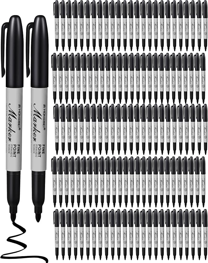 Thenshop 100 Pack Black Permanent Markers Bulk by Thenshop