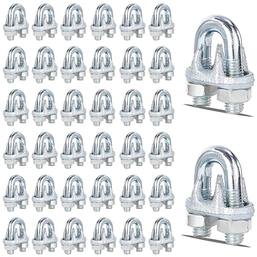 120PCS 5/16" M8 Zinc-Plated Wire Rope Clamps – Heavy Duty U-Bolt Cable Clips by High-PQ