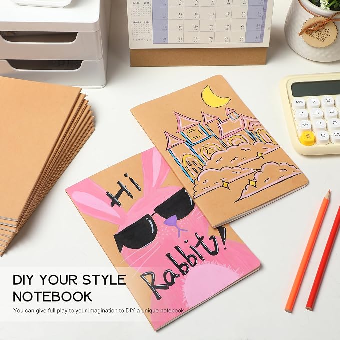 miikoul 4 Pack A5 Kraft Paper Notebook Lined Journal Bulk, 8.3 X 5.5 Inch - Image 4