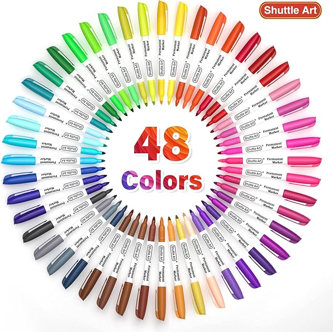 Shuttle Art Permanent Markers, 48 Colors Fine Point, Wood and Stone, Gift - Image 3