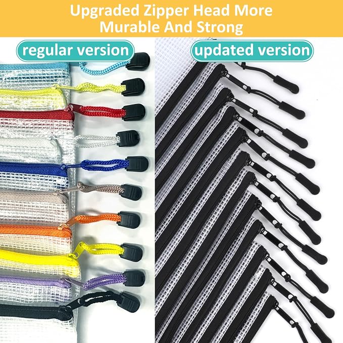 YOPCDJ 12pcs Mesh Zipper Pouch Bags, A4 Puzzle Bag - Image 4