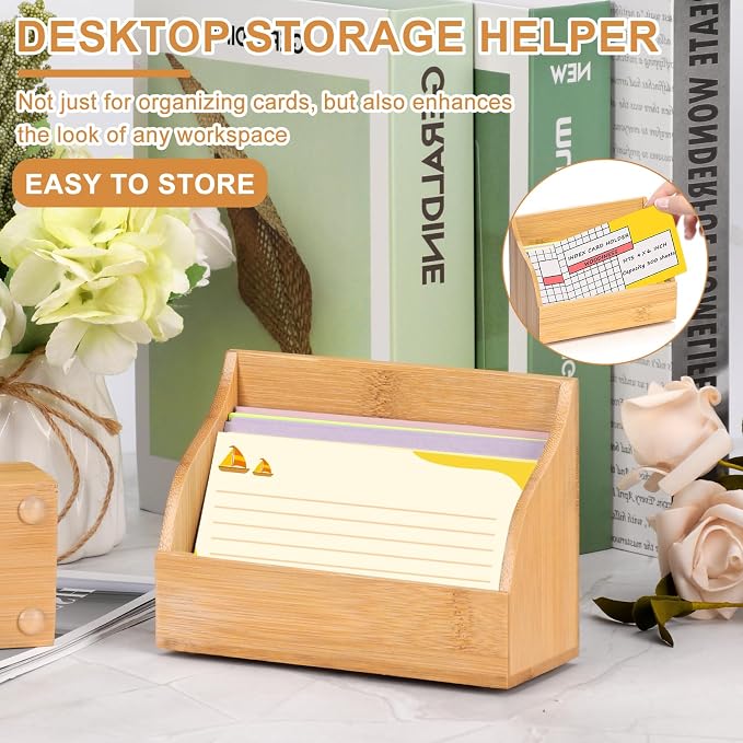 SHIQIKEJIPTY 2 Pack Wood Index Card Holder 4x6 Inch Index Card Box Notecard Box - Image 7