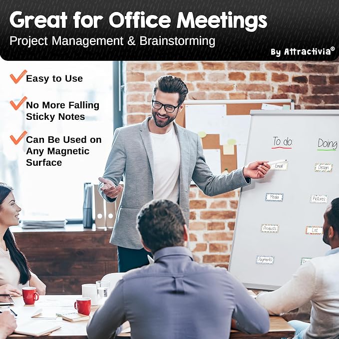 Attractivia Erase Magnetic Labels 2.8 x 1.2 in, Pattern Borders, Dry Erase - Image 5