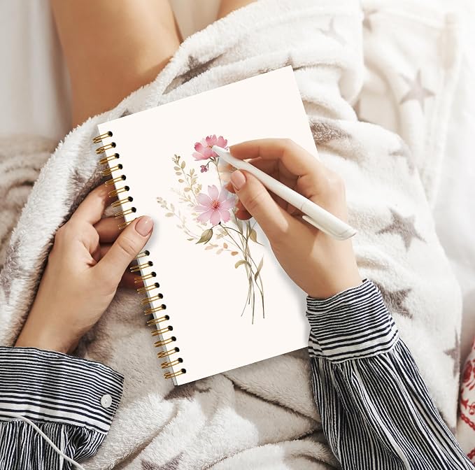 JWVK Rustic Wild Flower Spiral Notebook, Vintage Floral Botanical Notebooks - Image 5