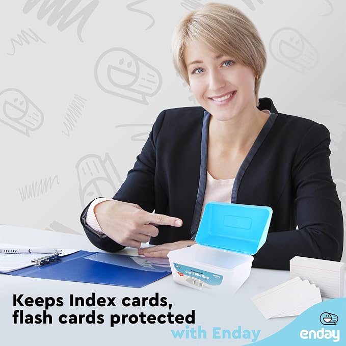 Enday Index Card Holder, 3x5 Note Flash Card Organizer Case, Stackable Index - Image 6