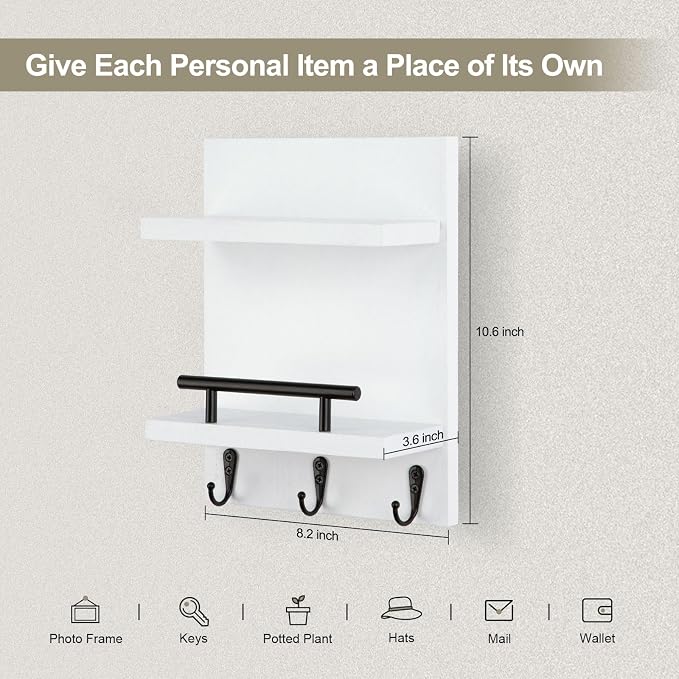 Lucundm Key Holder Wall Mount, Mail Shelf Decor - Image 2