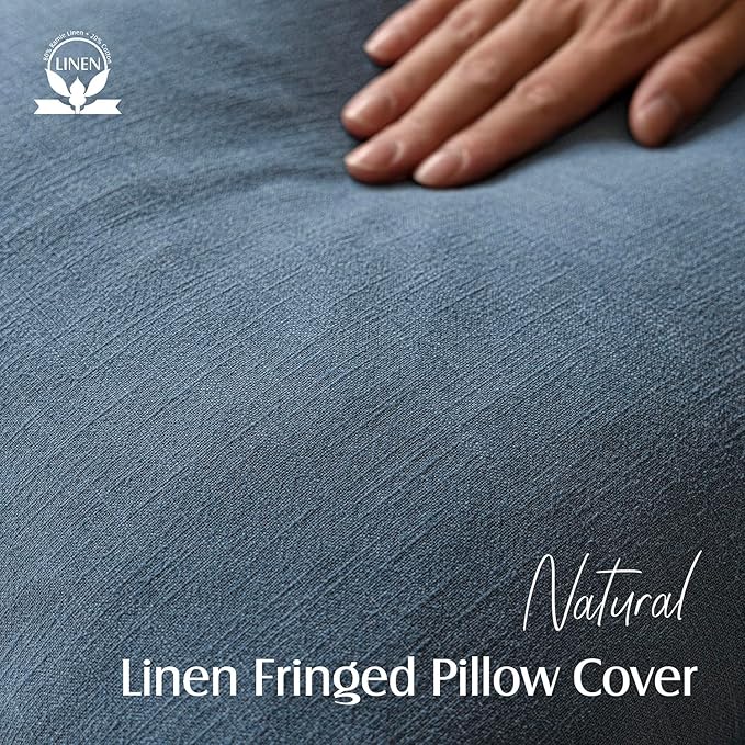 Foindtower Set of 2 Decorative Linen Fringe Lumbar Throw Pillow Covers - Image 2