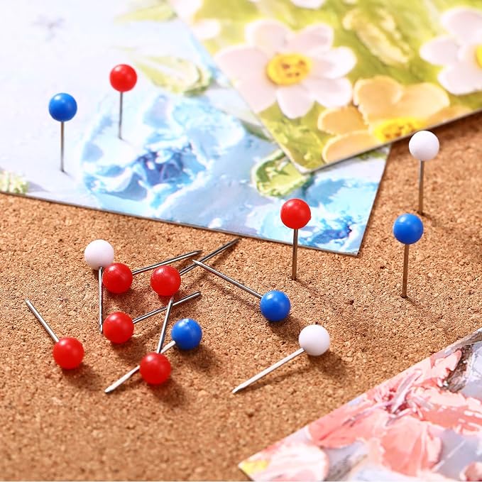 WILLBOND 500 Pack Map Push Pins Map Tacks Small Round Head Push Pins Thumb Tacks - Image 3