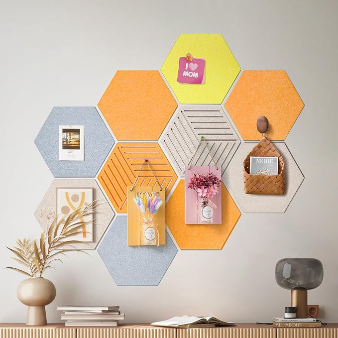 12'' Medium Hexagon Cork-Bulletin Board Tiles Frameless 10 Pack Adhesive - Image 9