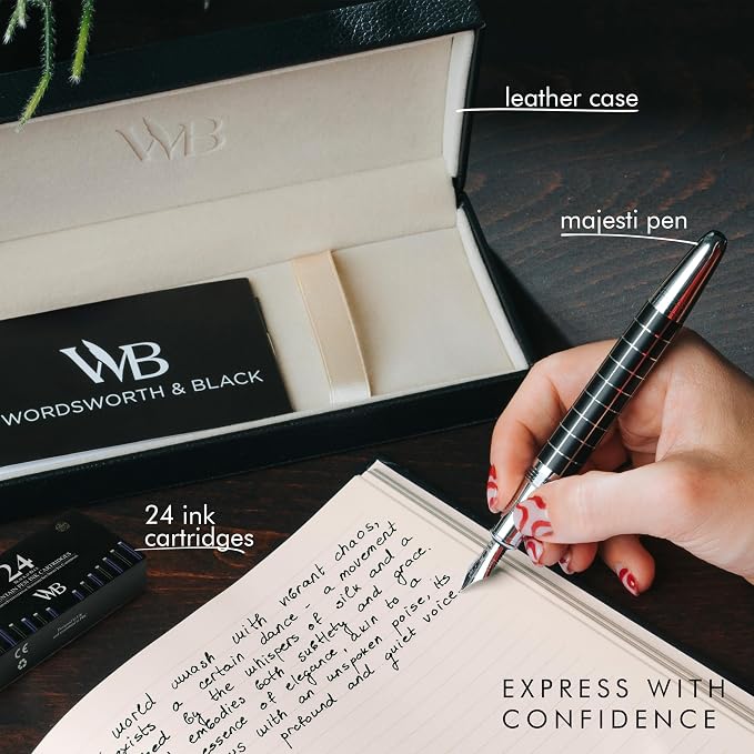 Wordsworth & Black Majesti Fountain Pen-, Luxury Case, Chrome Finish; Extra - Image 3