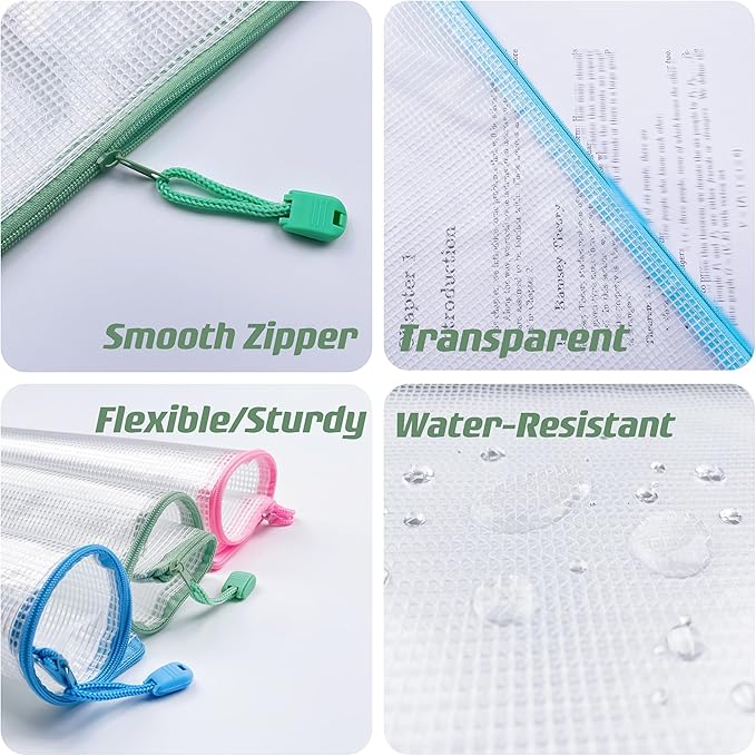 Oaimyy-18 Pcs-3"x 5"-Plastic Mesh Zipper Pouch Document Folders Bag Zipper Zip - Image 3