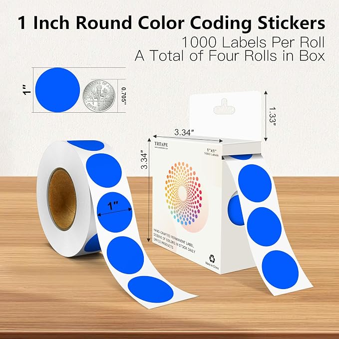 Blue 1 Inch Round Color Coding Labels - Image 2