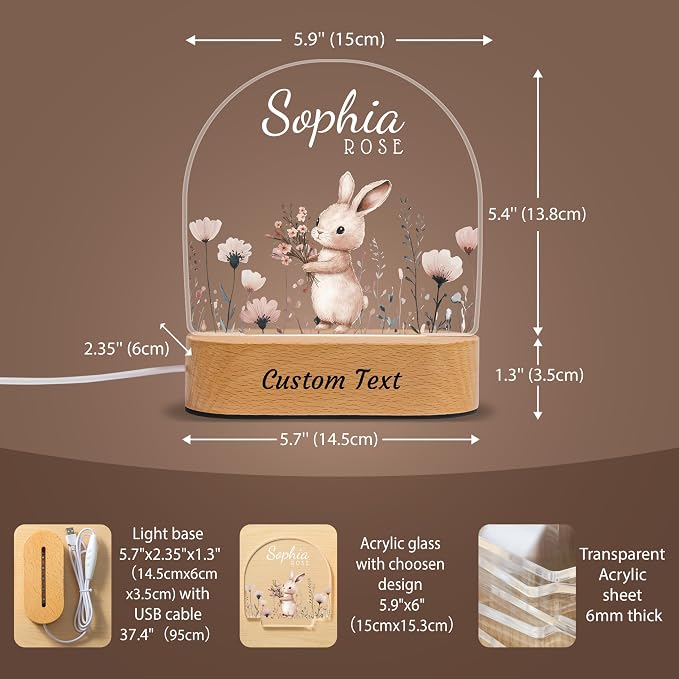 7GEEFT Personalized Baby Gifts for Kids, Custom Animal Acrylic Plaque Sign Name - Image 5