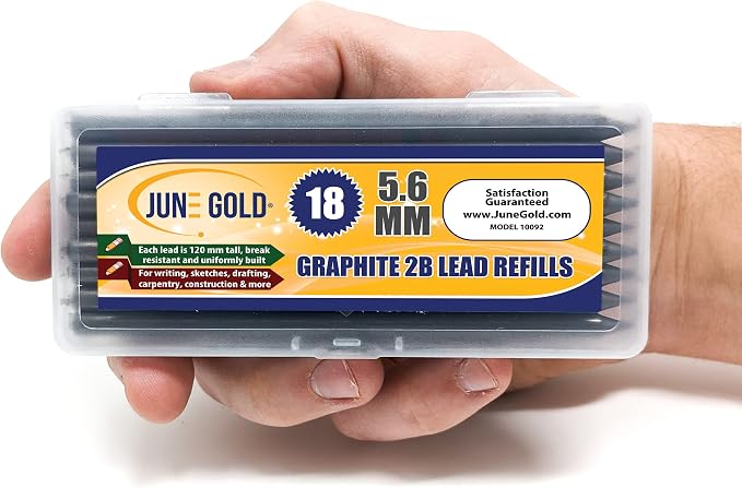June Gold 18 Pieces, 5.6 mm 2B Lead Refills, 120 mm Length, Extreme Bold - Image 2