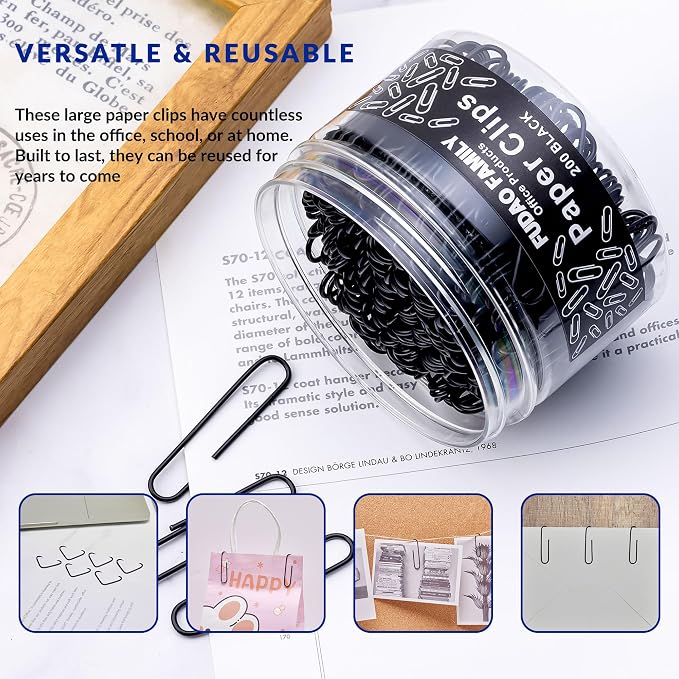 Large Paper Clips, 2 Inch Black Paper Clip - Image 6